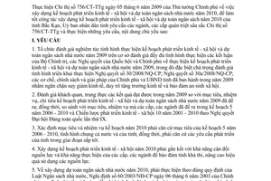 Chỉ thị 11/2009/CT-UBND xây dựng kế hoạch phát triển kinh tế xã hội dự toán ngân sách 2010 Bắc Cạn