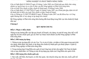 Thông tư 37/2009/TT-BNNPTNT hoạt động lĩnh vực tiêu chuẩn kỹ thuật Bộ Nông nghiệp Phát triển nông thôn