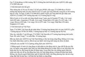 Thông báo 1079/TB-DPMT tình hình dịch cúm A H1N1