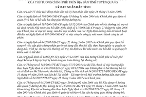 Quyết định 07/2009/QĐ-UBND bồi thường giải tỏa hành lang an toàn đường bộ Tuyên Quang