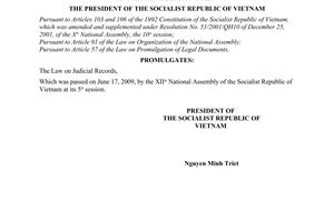 Order No. 04/2009/L-CTN of June 29, 2009, on the promulgation of Law