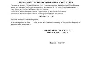 Order No. 05/2009/L-CTN of June 29, 2009, on the promulgation of Law