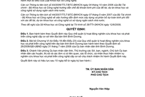 Quyết định 45/2009/QĐ-UBND quản lý nghiên cứu khoa học công nghệ Bình Dương
