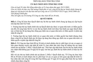 Quyết định 11/2011/QĐ-UBND công bố bộ thủ tục hành chính chung