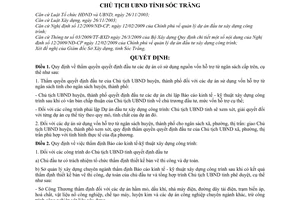 Quyết định 806/QĐHC-CTUBND  thẩm quyền quyết định đầu tư