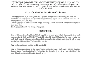 Quyết định 250/QĐ-STP bổ sung Quyết định 05/QĐ-STP danh mục và biểu mẫu