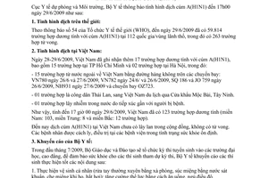 Thông báo 1092/TB-DPMT tình hình dịch cúm A H1N1