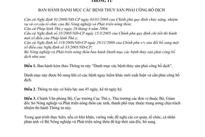 Thông tư 39/2009/TT-BNNPTNT danh mục bệnh thủy sản công bố dịch