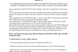 Thông tư 131/2009/TT-BTC sửa đổi 65/2007/TT-BTC 112/2007/TT-BTC quản lý tài chính Công ty Xổ số kiến thiết