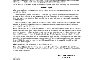 Quyết định 51/QĐ-UBND  công bố bộ thủ tục hành chính chung