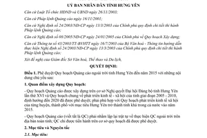 Quyết định 1199/QĐ-UBND Quy hoạch Quảng cáo ngoài trời đến năm 2015 Hưng Yên