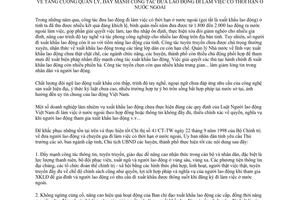 Chỉ thị 12/CT-UBND 2009 quản lý đưa lao động đi làm việc có thời hạn ở nước ngoài Quảng Bình