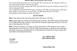 Quyết định 1539/QĐ-NHNN mức lãi suất cơ bản bằng đồng Việt Nam