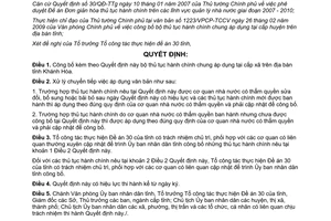 Quyết định 1512/QĐ-UBND công bố bộ thủ tục hành chính chung áp dụng