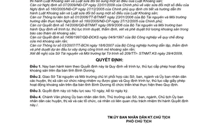 Quyết định 46/2009/QĐ-UBND trình tự, thủ tục cấp phép hoạt động khoáng sản địa bàn tỉnh Bình Dương