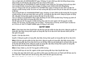 Quyết định 83/2009/QĐ-UBND ban hành bộ đơn giá sản phẩm đo đạc địa chính đăng ký quyền sử dụng đất cấp Giấy chứng nhận lập hồ sơ địa chính TP.Hà Nội