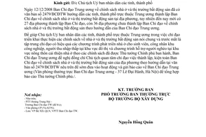 Công văn 1314/BCĐ-NO&TTBĐS thành lập Ban Chỉ đạo về chính sách Nhà ở và thị trường bất động sản