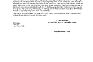 Công văn 47/BXD-VLXD xác nhận vật tư xây dựng trong nước chưa sản xuất được