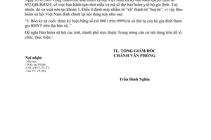 Công văn 2188/BHXH-VP đính chính nội dung văn bản