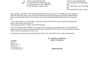 Công văn 4893/VP-ĐTMT báo cáo tình hình chất lượng công trình xây dựng 6 tháng đầu năm 2009