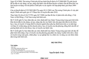 Công văn 4463/BYT-YDCT trang thiết bị khoa y học cổ truyền