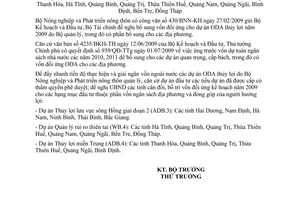 Công văn 2017/BNN-KH đề nghị bố trí vốn đối ứng các dự án ODA thủy lợi