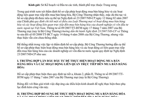 Công văn 6656/BCT-KH hướng dẫn cấp phép thực hiện Nghị định 23/2007/NĐ-CP