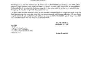 Công văn 1149/TTG-KTN áp dụng chỉ định thầu công trình chỉnh trang, nâng cấp tăng cường trật tự đô thị phục vụ kỷ niệm 1000 năm Thăng Long-Hà Nội