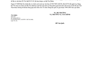 Công văn 4789/BGTVT-TC số tiền lãi được hưởng của Việt Nam từ khoản niên liễm tổ chức Hàng hải quốc tế (IMO)