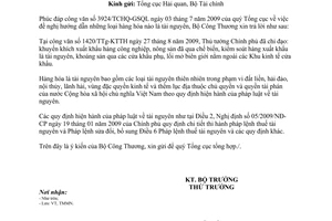 Công văn 6713/BCT-TMMN hướng dẫn hàng hóa là tài nguyên