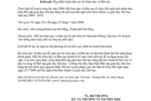 Công văn 5916/BGDĐT-GDTH tổ chức Hội nghị giải pháp thực hiện phổ cập giáo dục tiểu học đúng độ tuổi