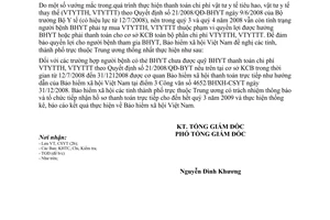 Công văn 2421/BHXH-CSYT thanh toán trực tiếp chi phí vật tư y tế tiêu hao, vật tư y tế thay thế theo quyết định  21/2008/QĐ-BHYT