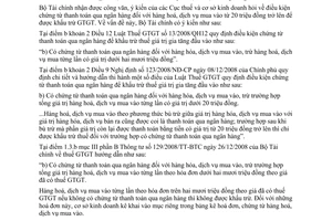 Công văn 10220/BTC-TCT điều kiện chứng từ thanh toán qua ngân hàng để khấu trừ, hoàn thuế giá trị gia tăng