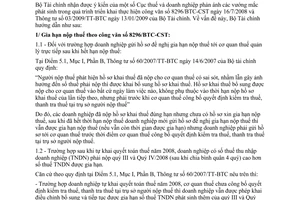 Công văn 10588/BTC-TCT thực hiện Thông tư 03/2009/TT-BTC ngày  13/01/2009 và  8296/BTC-CST