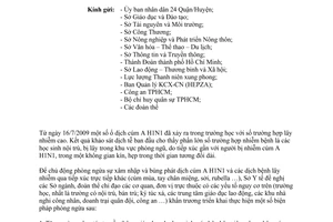 Công văn 4095/SYT-NVY tăng cường phòng, chống dịch cúm A/H1N1