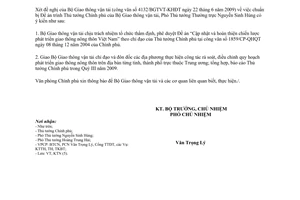 Công văn 5099/VPCP-KTN Đề án trình Thủ tướng Chính phủ Bộ Giao thông vận tải