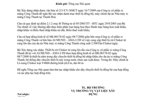 Công văn 61/BXD-VLXD xác nhận danh mục thiết bị đồng bộ máy chính dự án Nhà máy