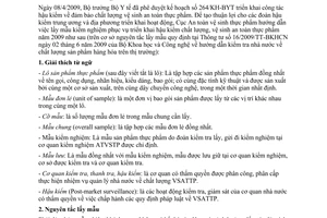 Công văn 1181/ATTP-TCKN hướng dẫn lấy mẫu kiểm nghiệm phục vụ hậu kiểm