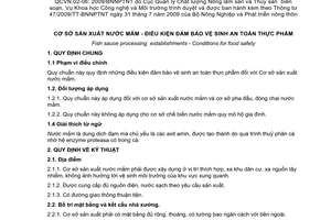 Quy chuẩn kỹ thuật quốc gia QCVN 02-06:2009/BNNPTNT về cơ sở sản xuất nước mắm - điều kiện đảm bảo vệ sinh an toàn thực phẩm do Bộ Nông nghiệp và Phát triển nông thôn ban hành