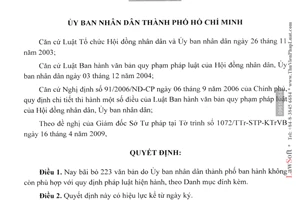 Quyết định 48/2009/QĐ-UBND bãi bỏ văn bản thành phố Hồ Chí Minh