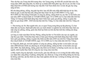 Chỉ thị 02/2009/CT-UBND phòng chống thiên tai lụt bão tìm kiếm cứu nạn Sóc Trăng