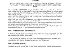 Thông tư 134/2009/TT-BTC mức chế độ thu, nộp, quản lý sử dụng phí lệ phí lĩnh vực chứng khoán tại ủy ban chứng khoán nhà nước