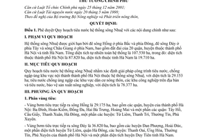 Quyết định 937/QĐ-TTg phê duyệt quy hoạch tiêu nước hệ thống sông Nhuệ