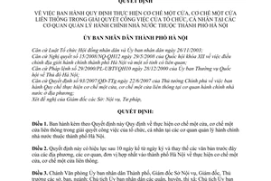 Quyết định 84/2009/QĐ-UBND ban hành quy định thực hiện cơ chế một cửa một cửa liên thông giải quyết công việc tổ chức cá nhân cơ quan HCNN TP.Hà Nội