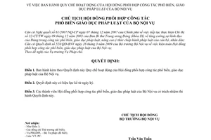 Quyết định 1020/QĐ-HĐPHCTPBGDPL quy chế hoạt động Hội đồng phối hợp công tác phổ biến giáo dục pháp luật Bộ Nội vụ