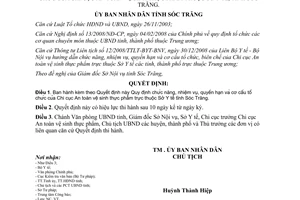 Quyết định 15/2009/QĐ-UBND chức năng cơ cấu tổ chức Chi cục An toàn vệ sinh thực phẩm Sóc Trăng