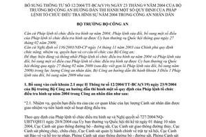 Thông tư 41/2009/TT-BCA-V19 bổ sung 12/2004/TT-BCA(V19) hướng dẫn Pháp lệnh tổ chức điều tra hình sự năm 2004