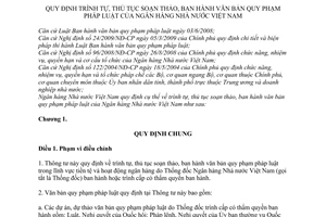 Thông tư 13/2009/TT-NHNN trình tự, thủ tục soạn thảo, ban hành văn bản quy phạm pháp luật Ngân hàng Nhà nước Việt nam