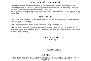 Quyết định 10/2009/QĐ-UBND quy chế đào tạo, bồi dưỡng cán bộ, công chức, viên chức quận Bình Tân