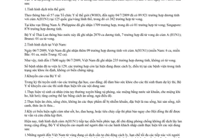 Thông báo 1150/TB-DPMT tình hình dịch cúm A H1N1